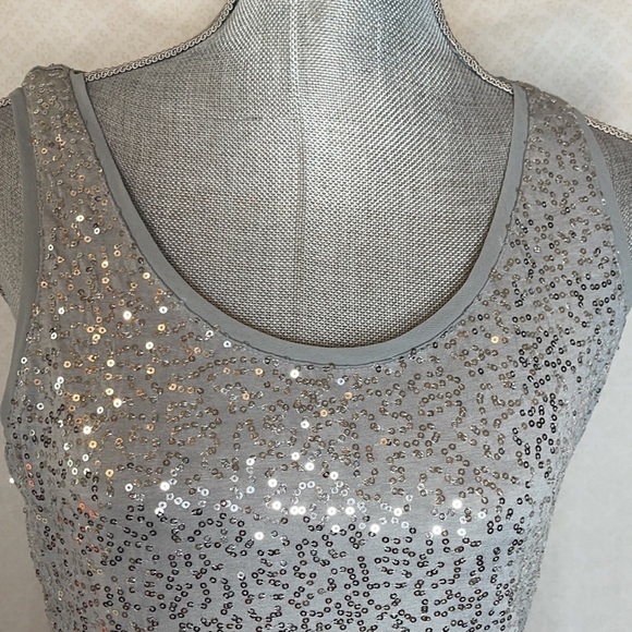 LYNN Ritchie Silver Sequins Sleeveless Tank / Blouse Size Small - Picture 4 of 9